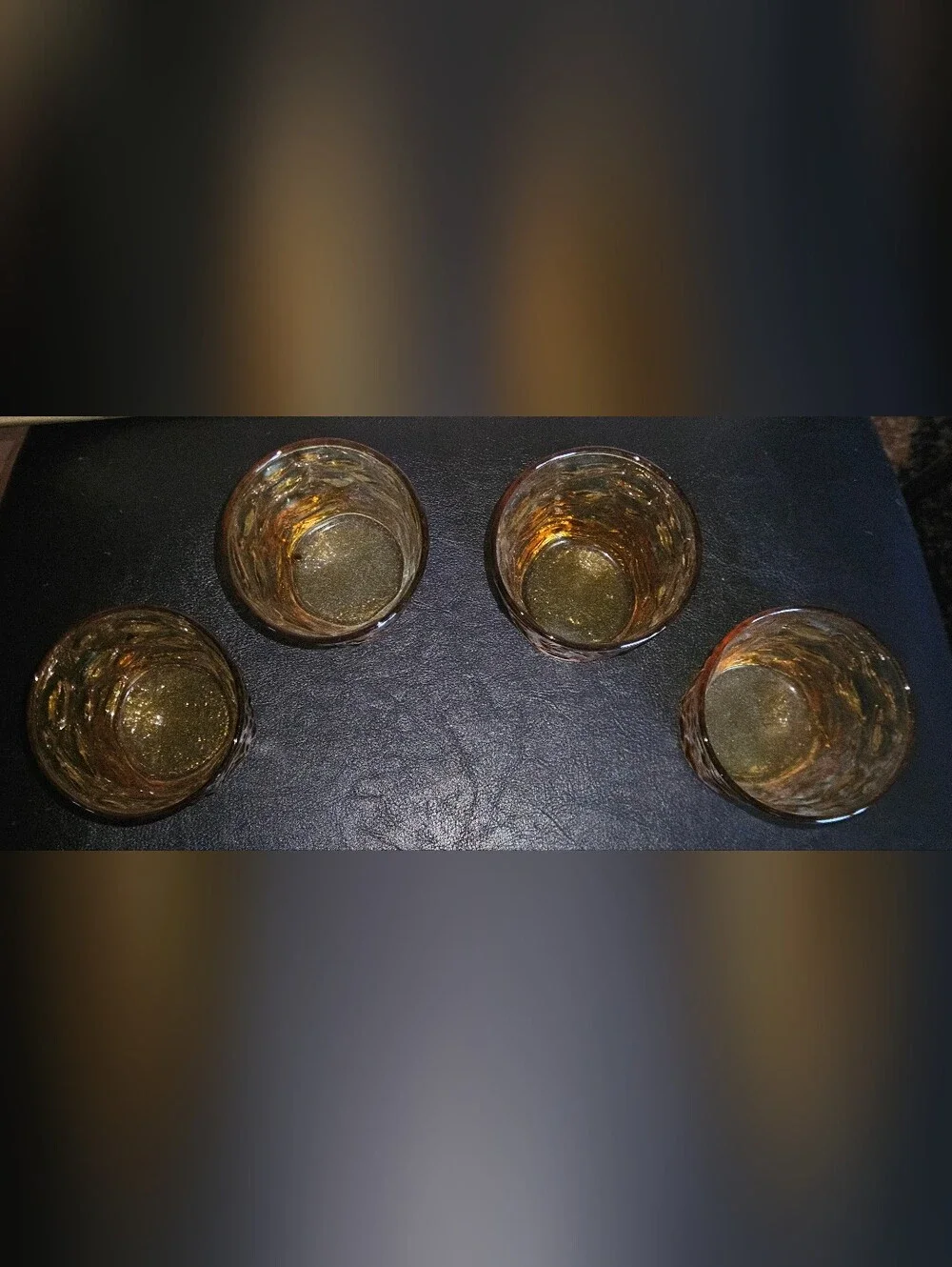 4 Vintage Anchor Hocking Amber Honey Gold Lido Milano Juice Glass Bumpy